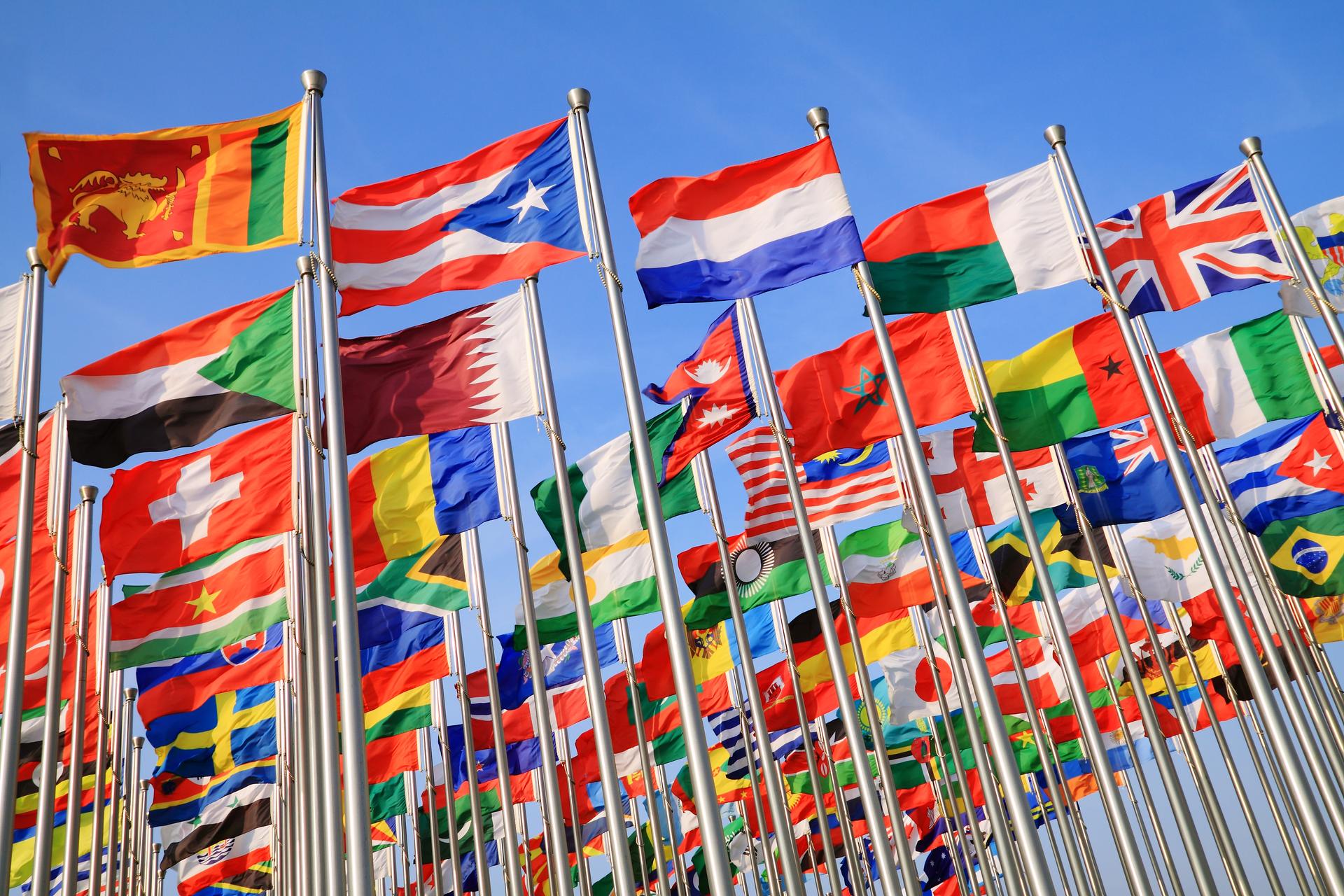 A photo of national flags from around the world